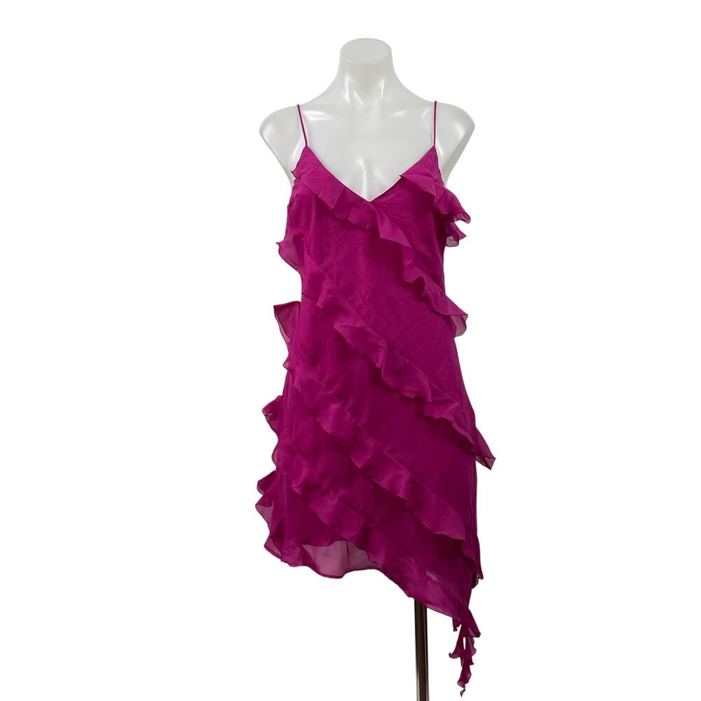 Abercrombie & Fitch Magenta Ruffle Spaghetti-Strap Dress